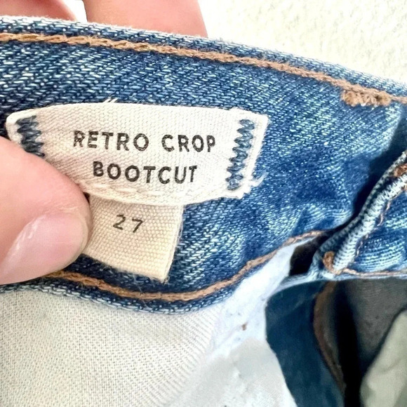 Madewell Retro Crop Bootcut 100% Cotton Two-Tone Jeans Size 27 - Picture 11 of 12